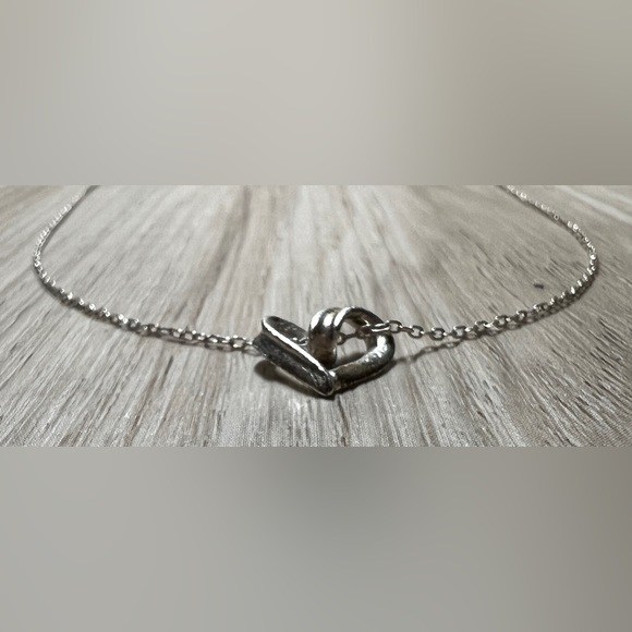 Jewelry - Vintage Designer Sterling Silver Twisted Heart Slide Pendant & 20" Necklace